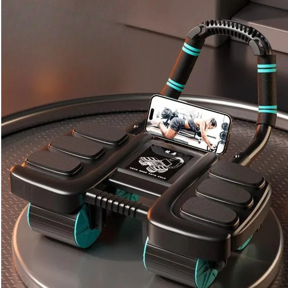 Roue abdominale à rebond automatique avec revêtement antidérapant pour exercices abdominaux à domicile 