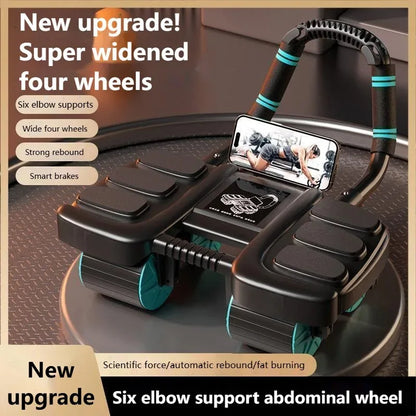 Roue abdominale à rebond automatique avec revêtement antidérapant pour exercices abdominaux à domicile 