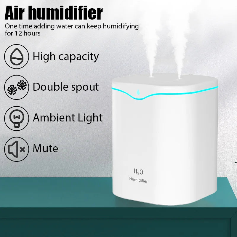 Air Humidifier Double Spray Port Essential Oil Aromatherapy