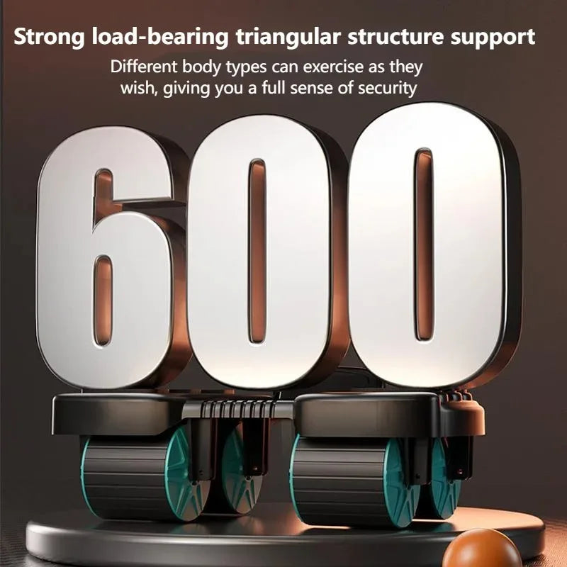 Roue abdominale à rebond automatique avec revêtement antidérapant pour exercices abdominaux à domicile 