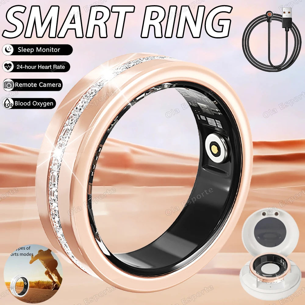 Waterproof Diamond Smart Ring for Android and iOS, Women's Fashion