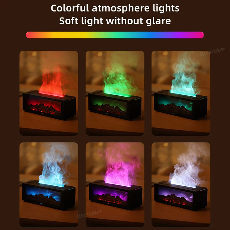 Fireplace Aroma Diffuser with Colored Flames, 150ml for Aromatherapy