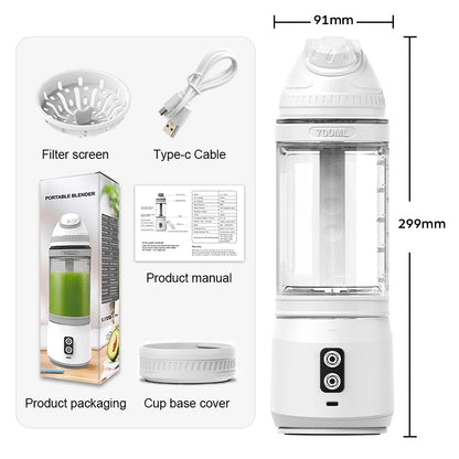 Portable Electric Juicer 700ML Mini Blender for kitchen travel Outdoor Camping Picnic.