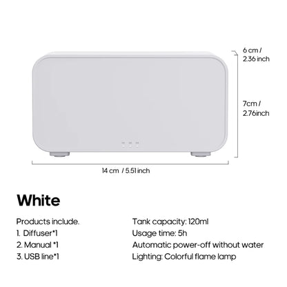 Humidifier and Aroma Diffuser for Essential Oils with Colored Flame