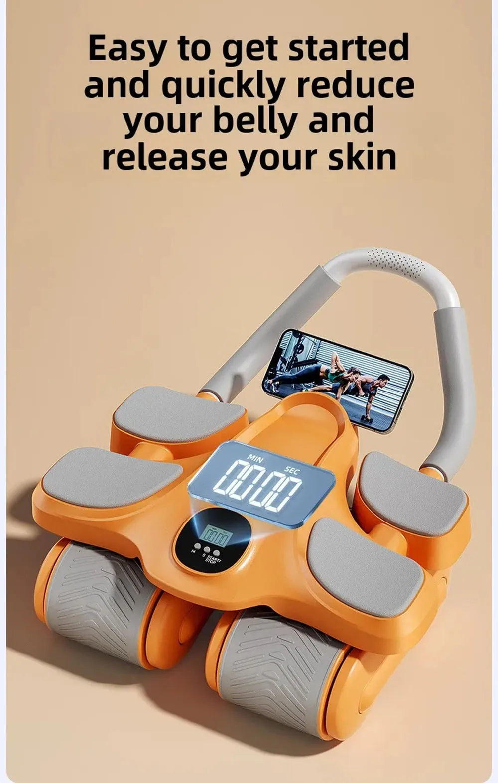 Roue abdominale à quatre roues – Appareil d'entraînement pour affiner le ventre à domicile 