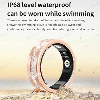 Waterproof Diamond Smart Ring for Android and iOS, Women's Fashion