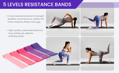 Ensemble de 13 pièces comprenant un ballon, des bandes élastiques et des anneaux de Pilates pour l'entraînement à domicile. 