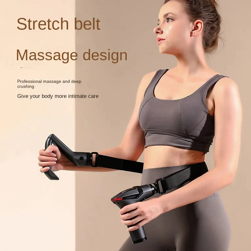 Multifunctional electric massage gun with long cord, for muscle relaxation and deep tissue relief.