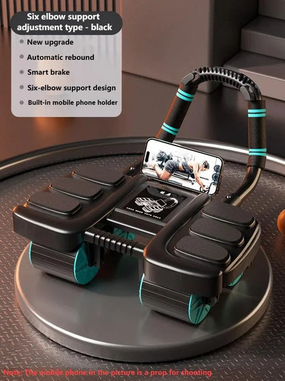 Roue abdominale à rebond automatique avec revêtement antidérapant pour exercices abdominaux à domicile 