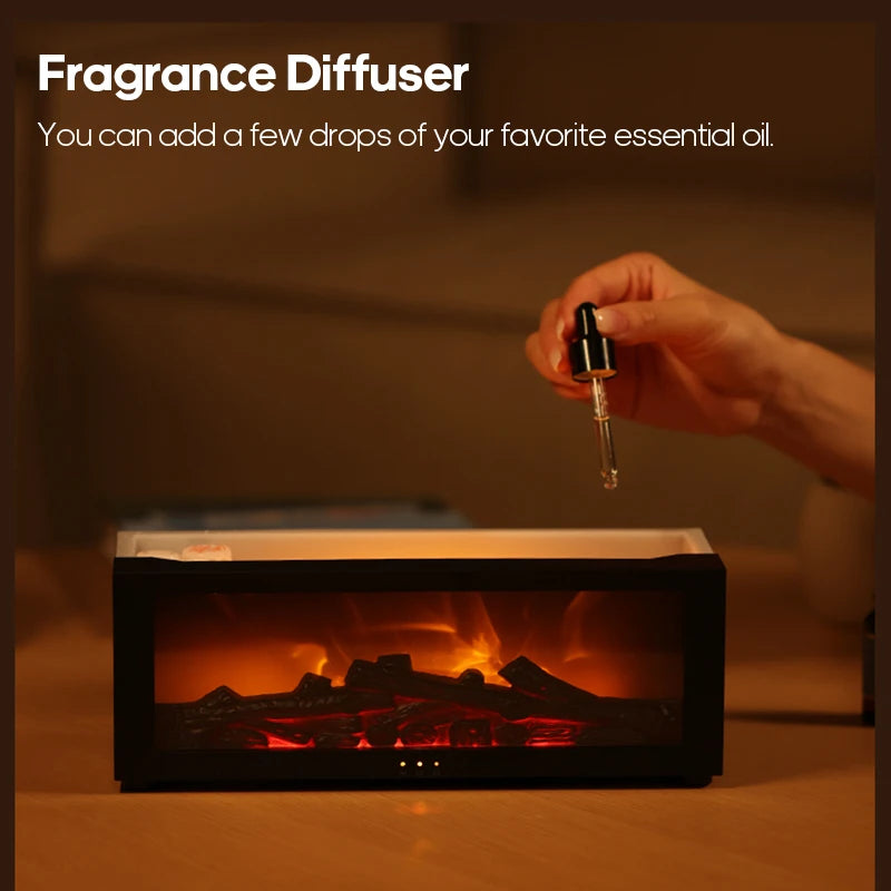 Fireplace Aroma Diffuser with Colored Flames, 150ml for Aromatherapy