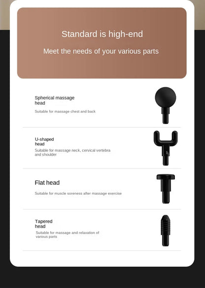 Multifunctional electric massage gun with long cord, for muscle relaxation and deep tissue relief.