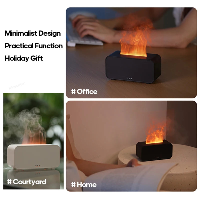 Humidifier and Aroma Diffuser for Essential Oils with Colored Flame