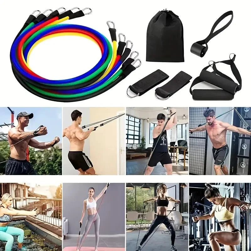 11pcs Resistance Bands set – Home Workout with Door Anchor & Handles