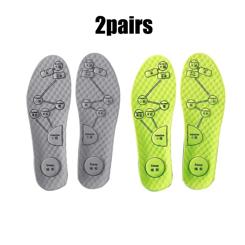 Unisex acupressure sports insole for feet, soft, breathable, cushioned, sweat-absorbing and deodorizing.