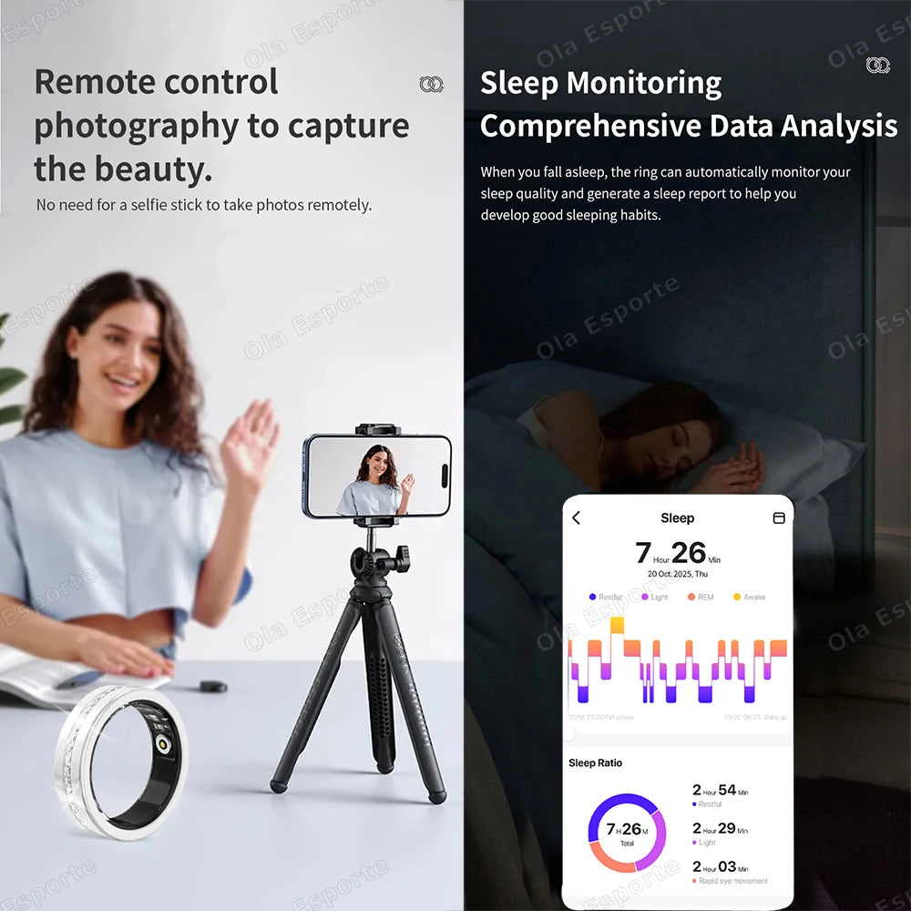 Waterproof Diamond Smart Ring for Android and iOS, Women's Fashion