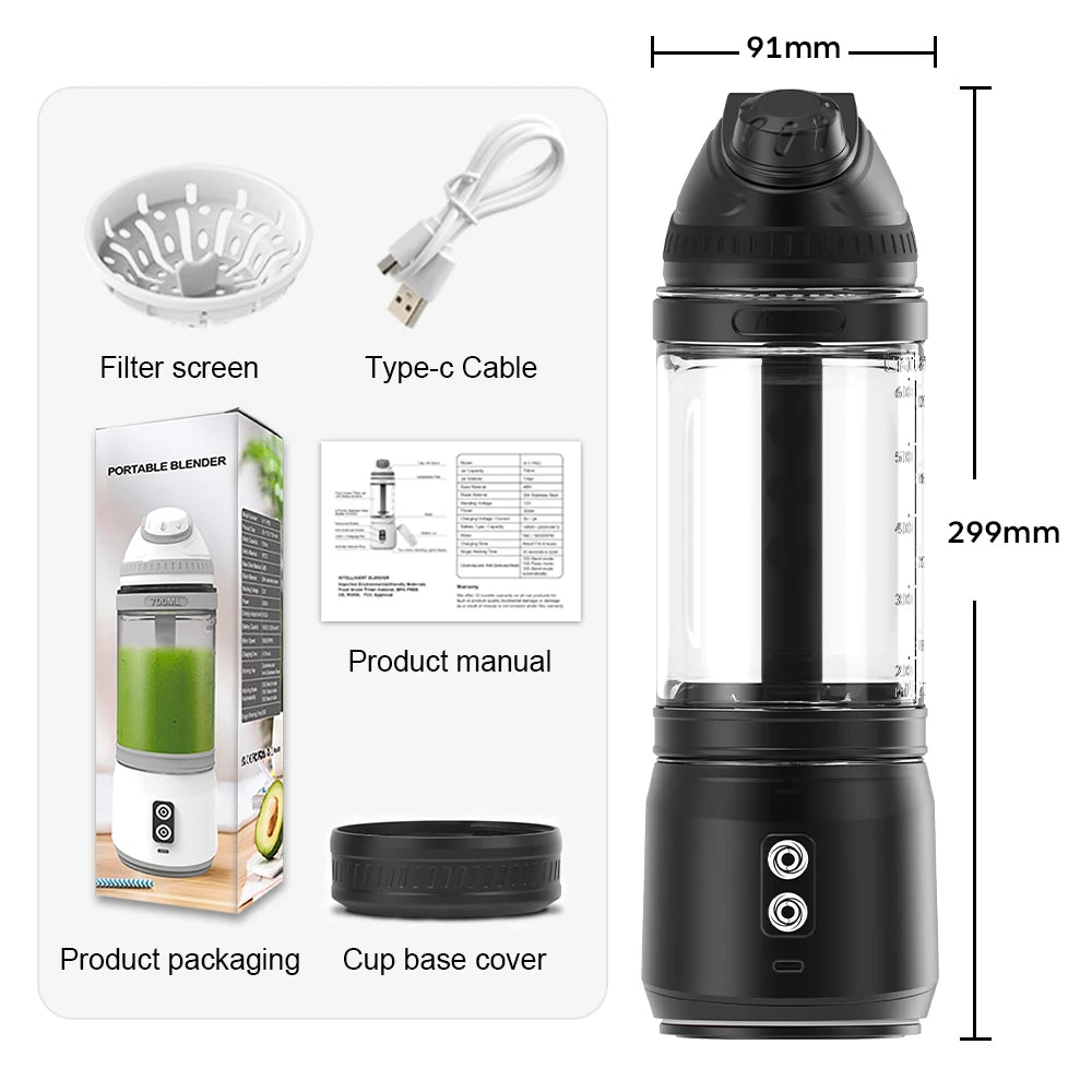 Portable Electric Juicer 700ML Mini Blender for kitchen travel Outdoor Camping Picnic.